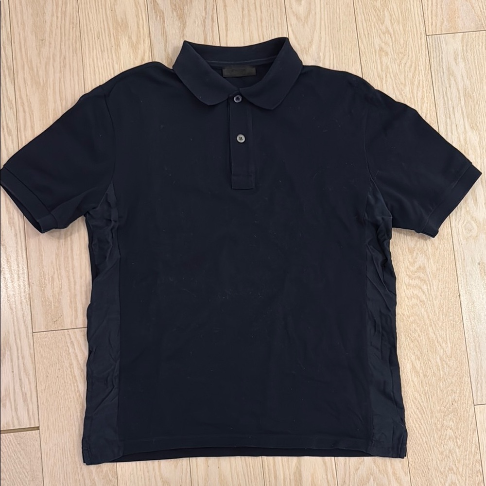Prada Short Sleeve Polo, Navy, Small